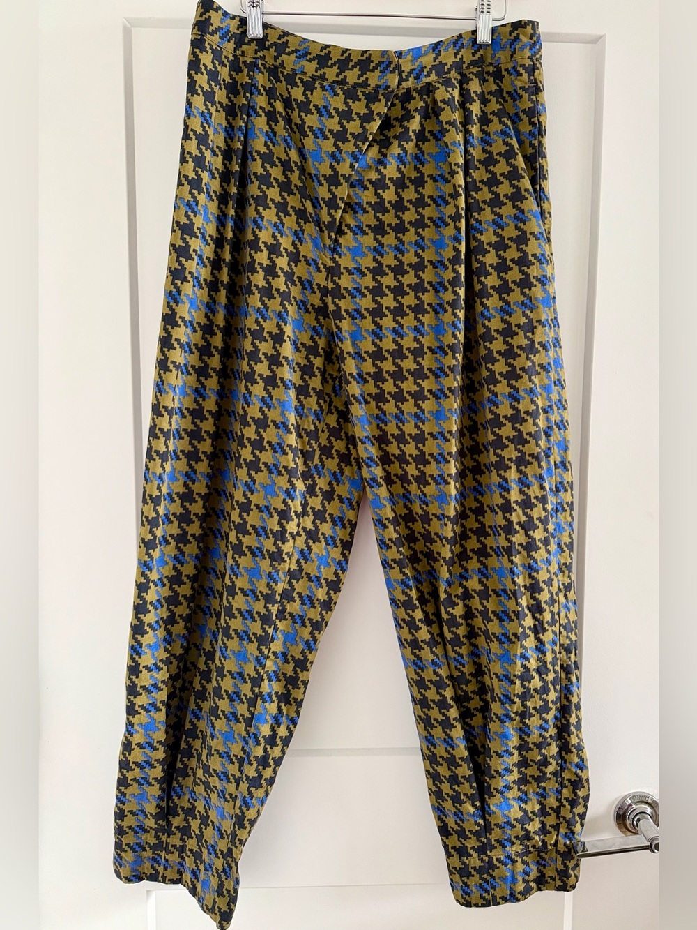 Signedblake Houndstooth Plaid Pants in Olive and Blue